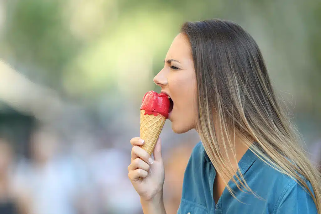 Lady eating ice cream
