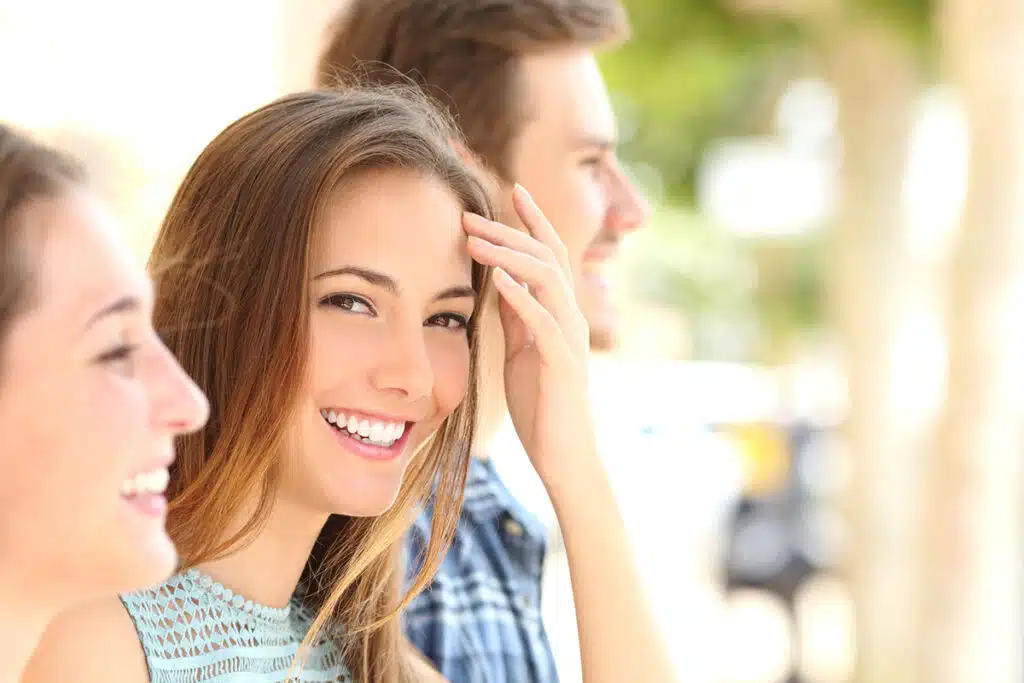 Lady smiling looking at camera